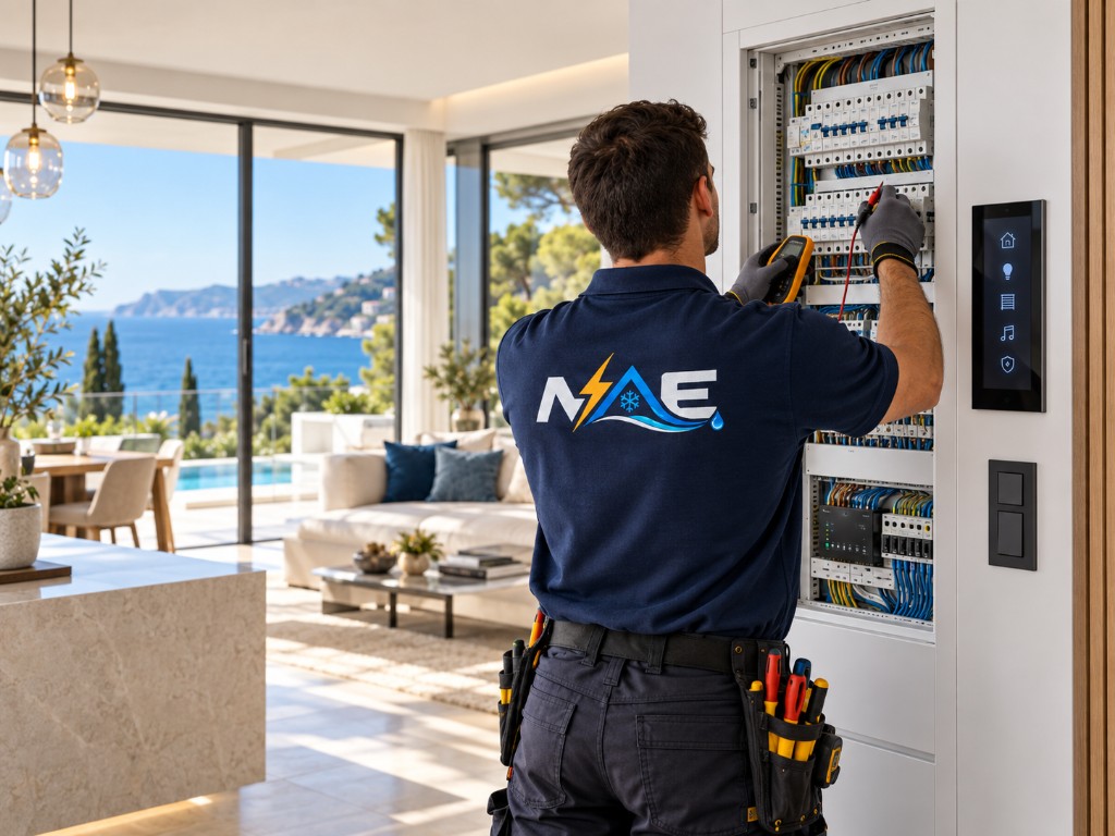 Technicien NAÉ sur un tableau électrique